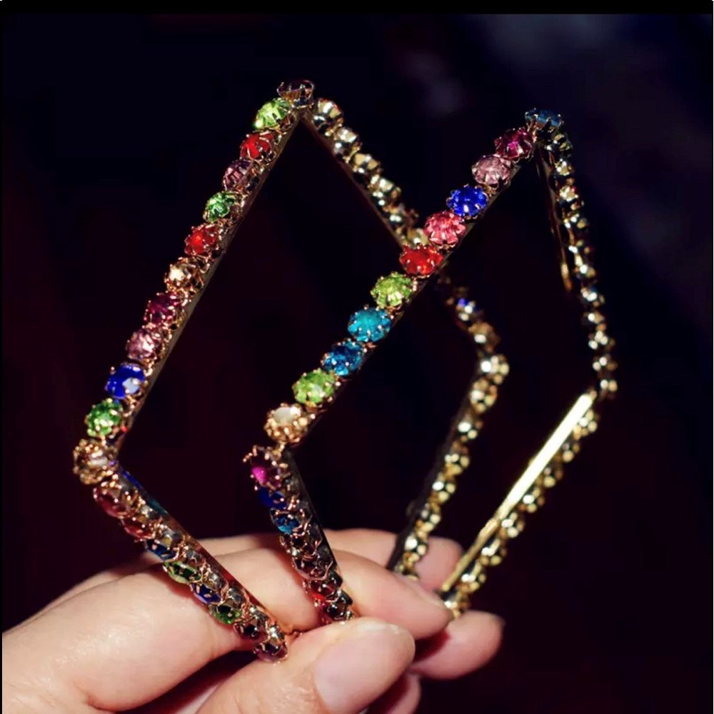 Colorful Square “Hoop” earrings